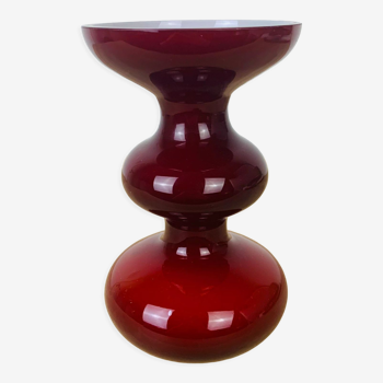 Vase Holmegaard verre rouge et blanc scandinave