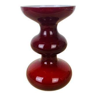 Vase Holmegaard verre rouge et blanc scandinave