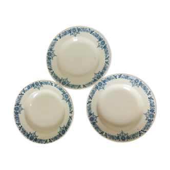 3 assiettes creuses vintage en terre de fer de Longchamp modèle Christiane 220511