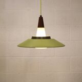 Opal glass and green aluminium shade vintage lamp by Voss Belysning - Denmark