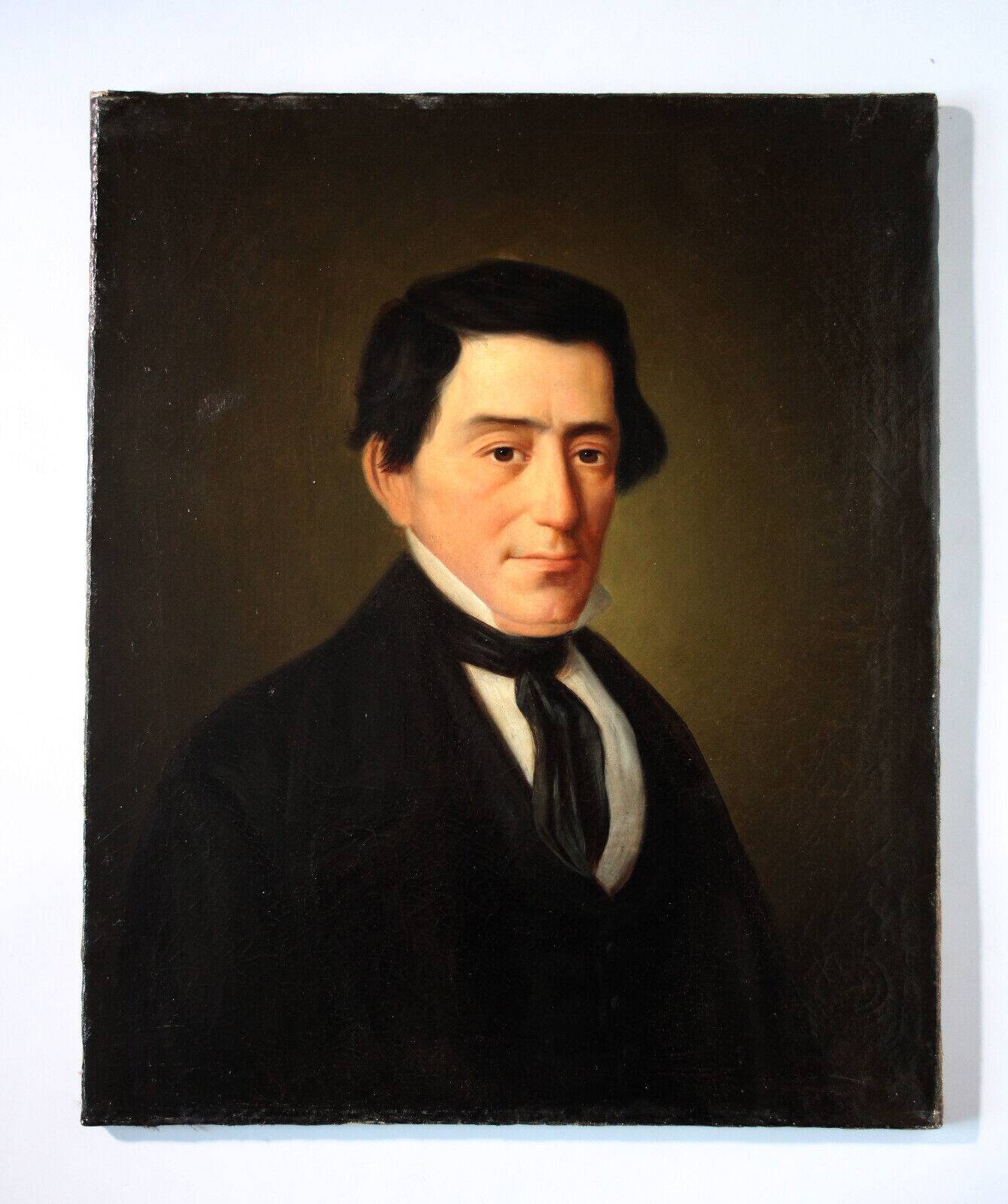 Distinguished 19th-Century Gentleman’s Portrait – Oil on Canvas
