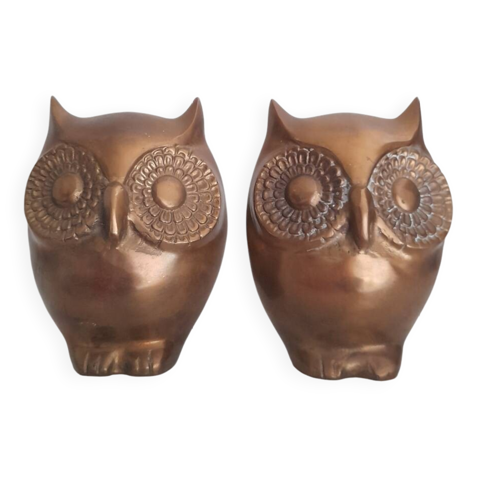 Pair of large brass owl bookends