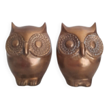 Pair of large brass owl bookends