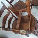 4 brutalist oak chairs