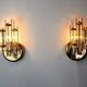 Pair of Venini wall lamps cut glass Murano Italy 1980