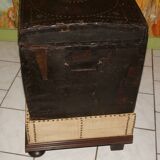 17th century studded leather travel trunk, richly decorated