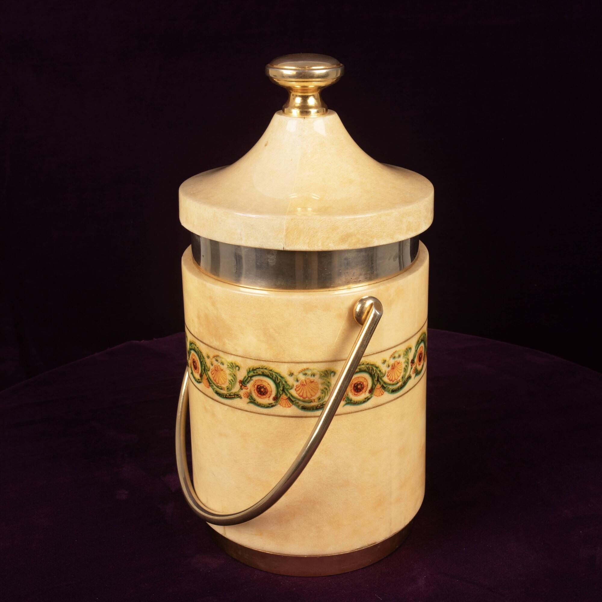 Aldo Tura Mod. 1225D Goatskin Parchment Ice Bucket / Thermos Italy 1970