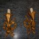 Pair of wall lamps gold patinated vintage metal