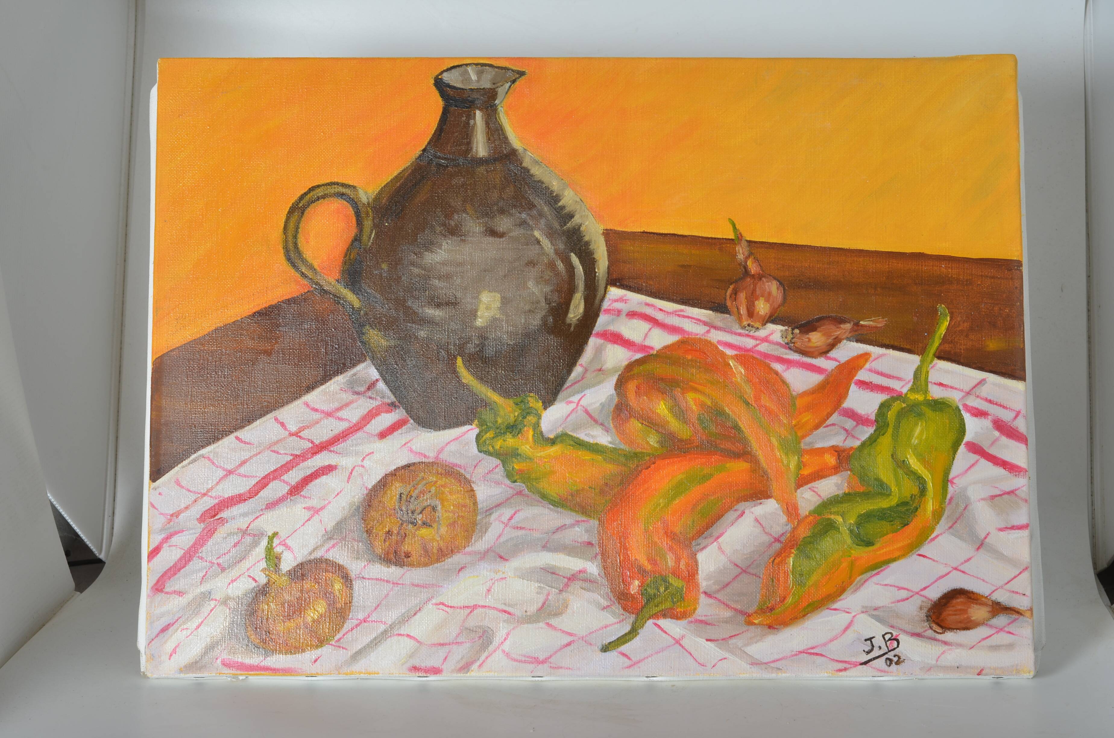 Oil on canvas Still life with peppers