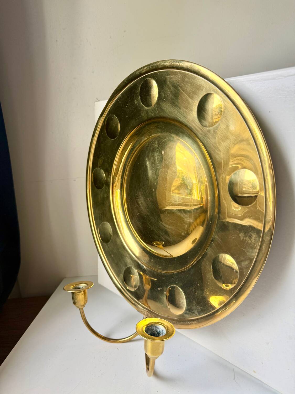 Vintage Wall Double Candle Holder Sconce in Brass