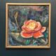 Original Swedish Oil on Canvas – “Yellow Rose” by B. Högsk – Signed – Vintage & Framed – 33 × 33 cm (13" × 13")