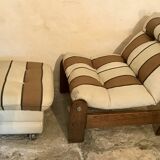 Vintage fireside chair and pouf circa 1980