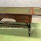 Folding desk English 50s mahogany and leather