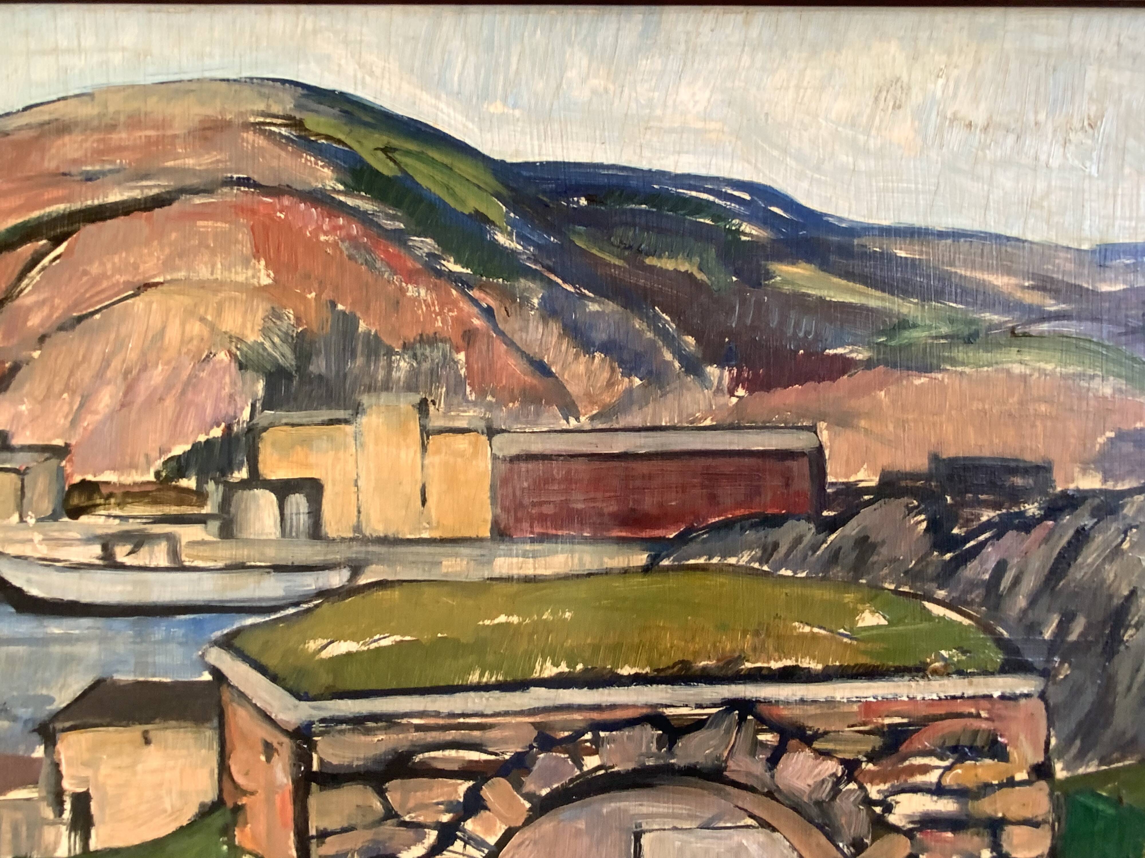 Vintage Oil Painting Landscape Fortification by Carsten Hvistendahl 1931