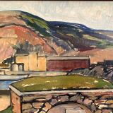 Vintage Oil Painting Landscape Fortification by Carsten Hvistendahl 1931