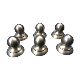 6 boutons poignées en laiton massif , vintage