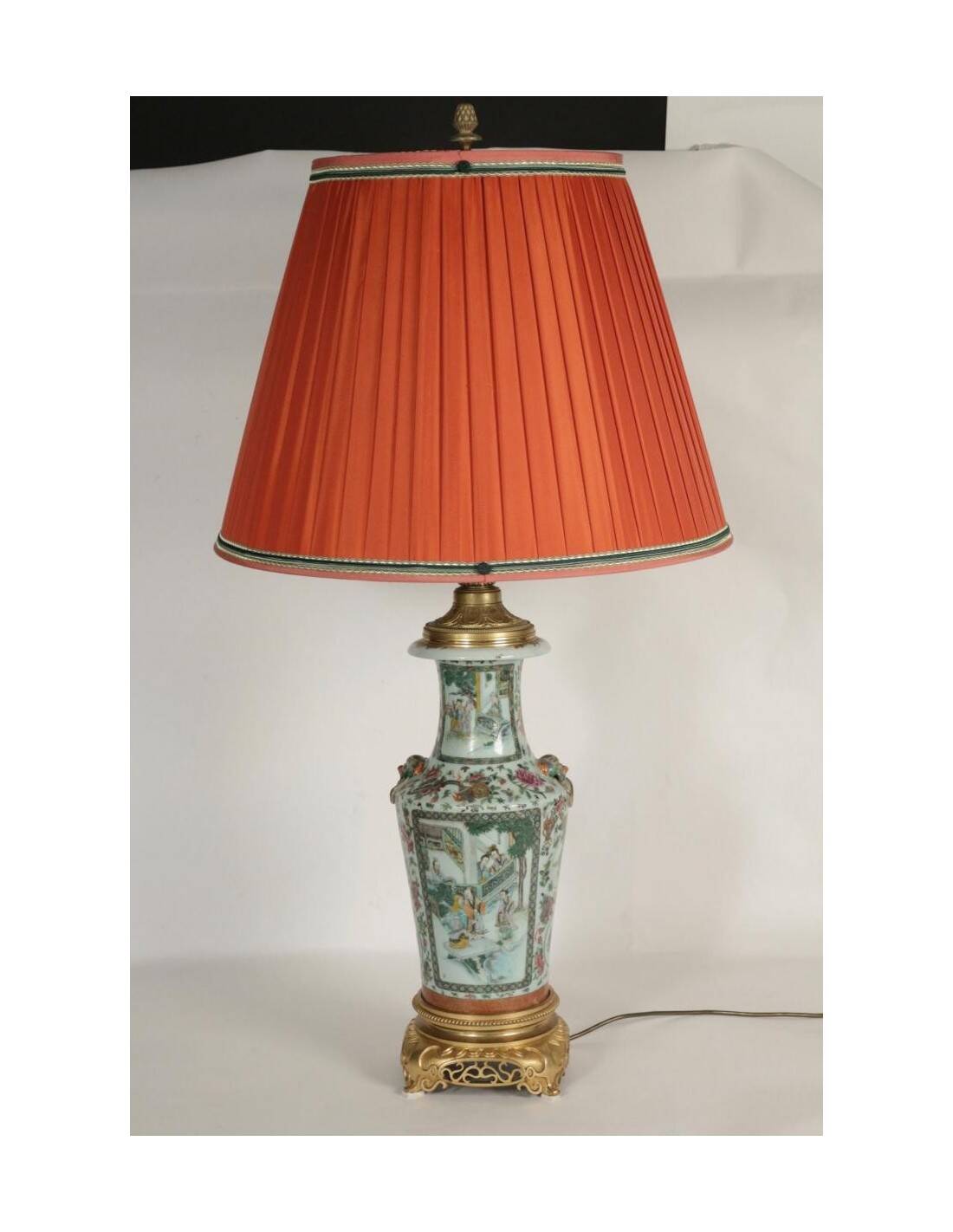 Early 20th century Chinese lamp, porcelain and gilt bronze