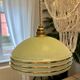 suspension vintage Art Déco en verre sablé vert amande et liserés dorés