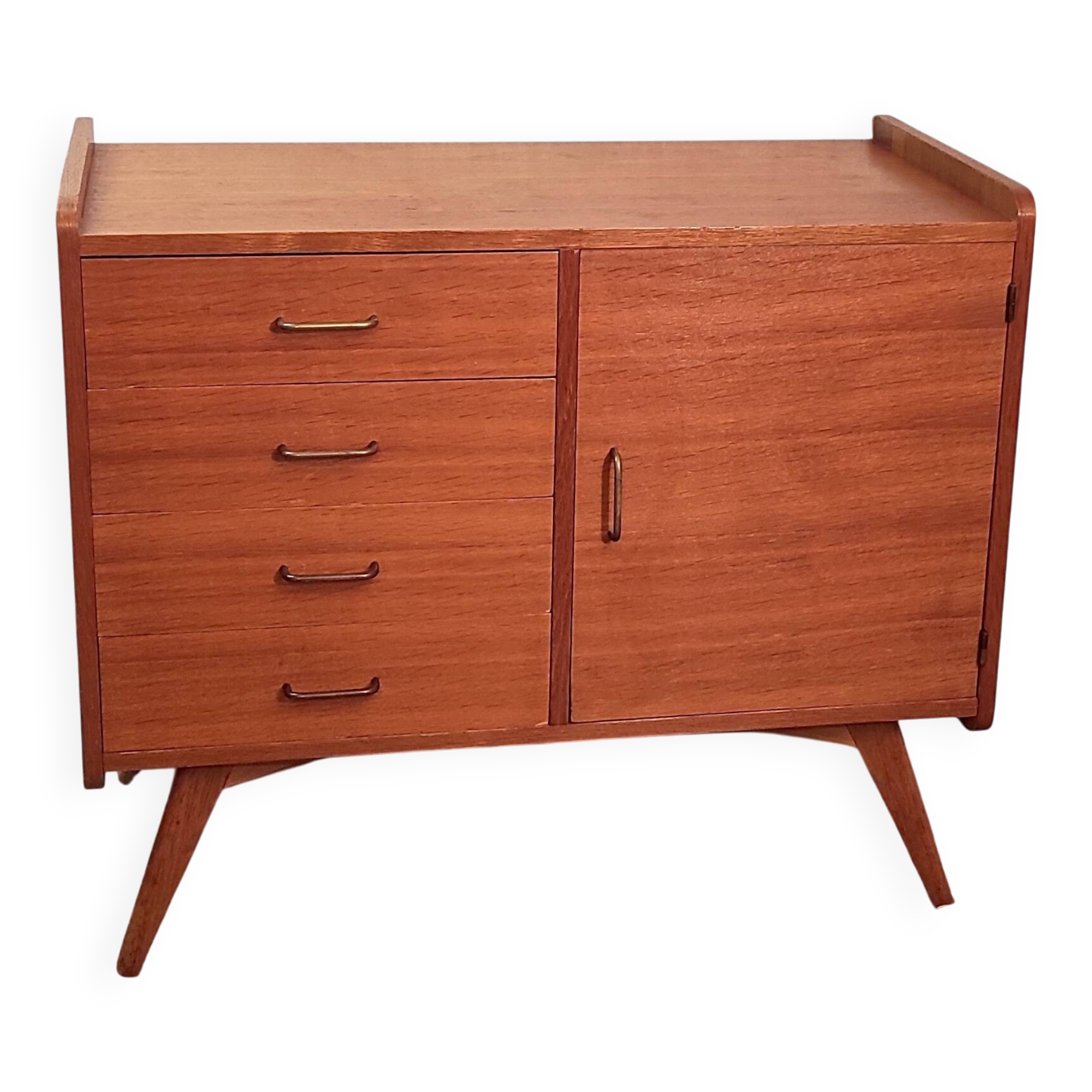 Commode en chêne, pieds compas, années 60