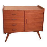 Commode en chêne, pieds compas, années 60