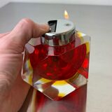 Sommerso faceted lighter by Flavio Poli, red & yellow Murano glass, Italy, 1970s