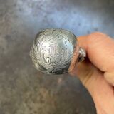 Engraved sugar tongs in solid silver with Minerva hallmark and lion's claws