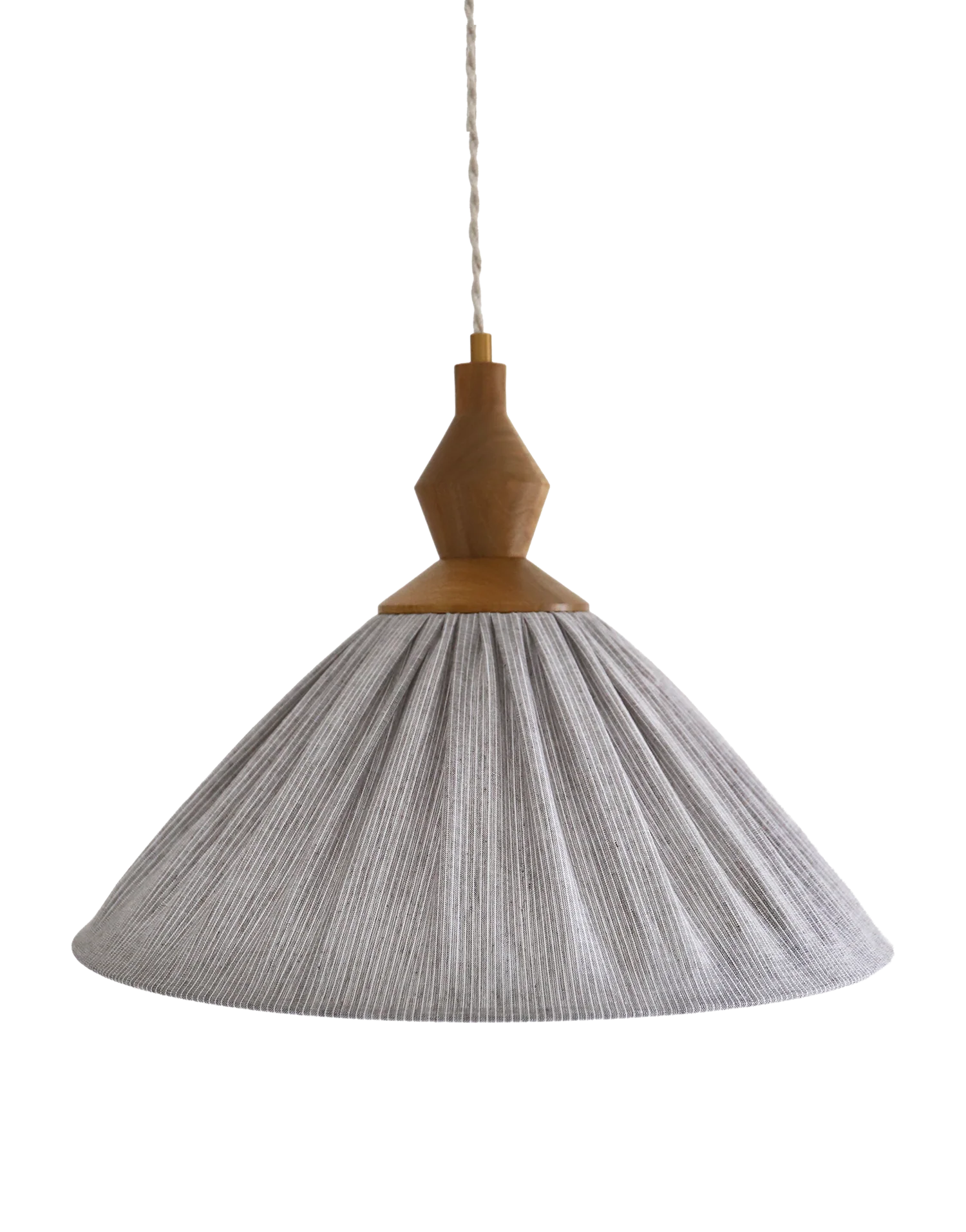 Pleated curtain Olga in linen and cotton with fine classic grey stripes.