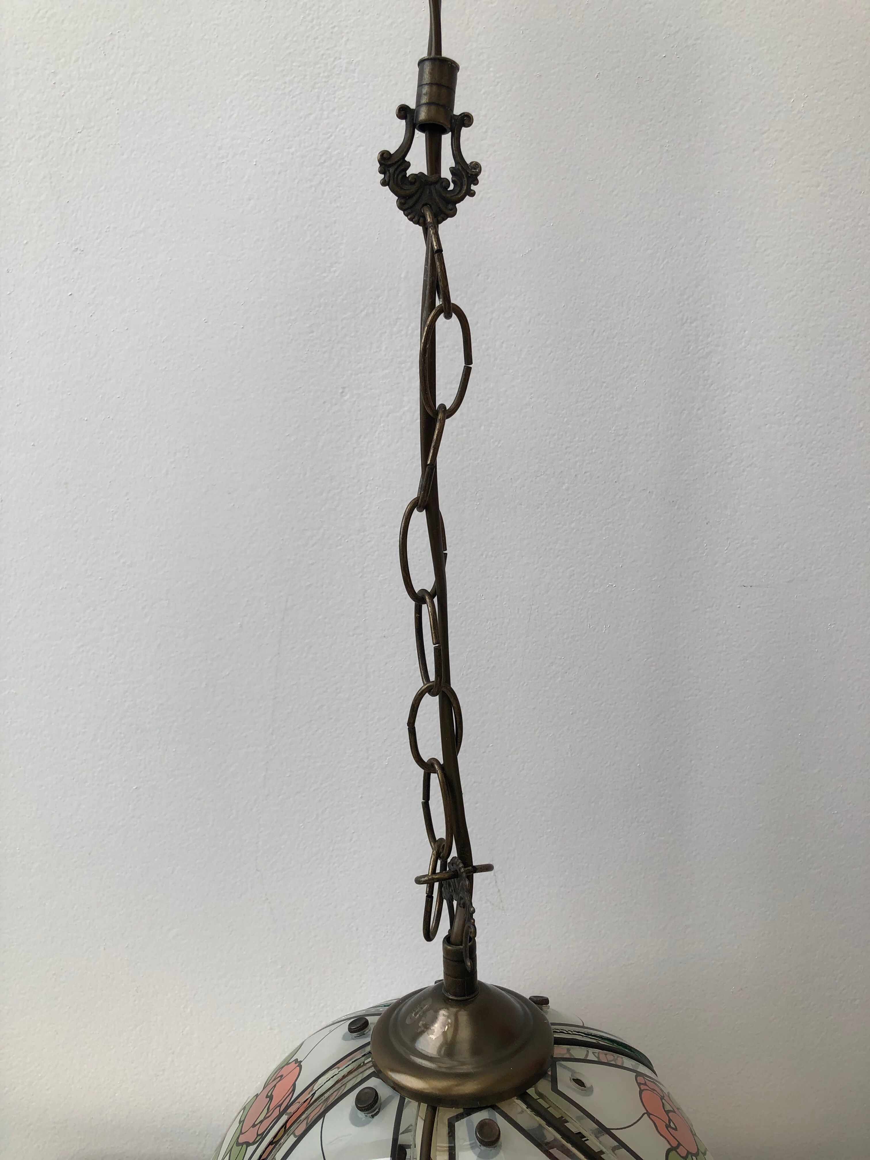 Glass pendant lamp, floral pattern