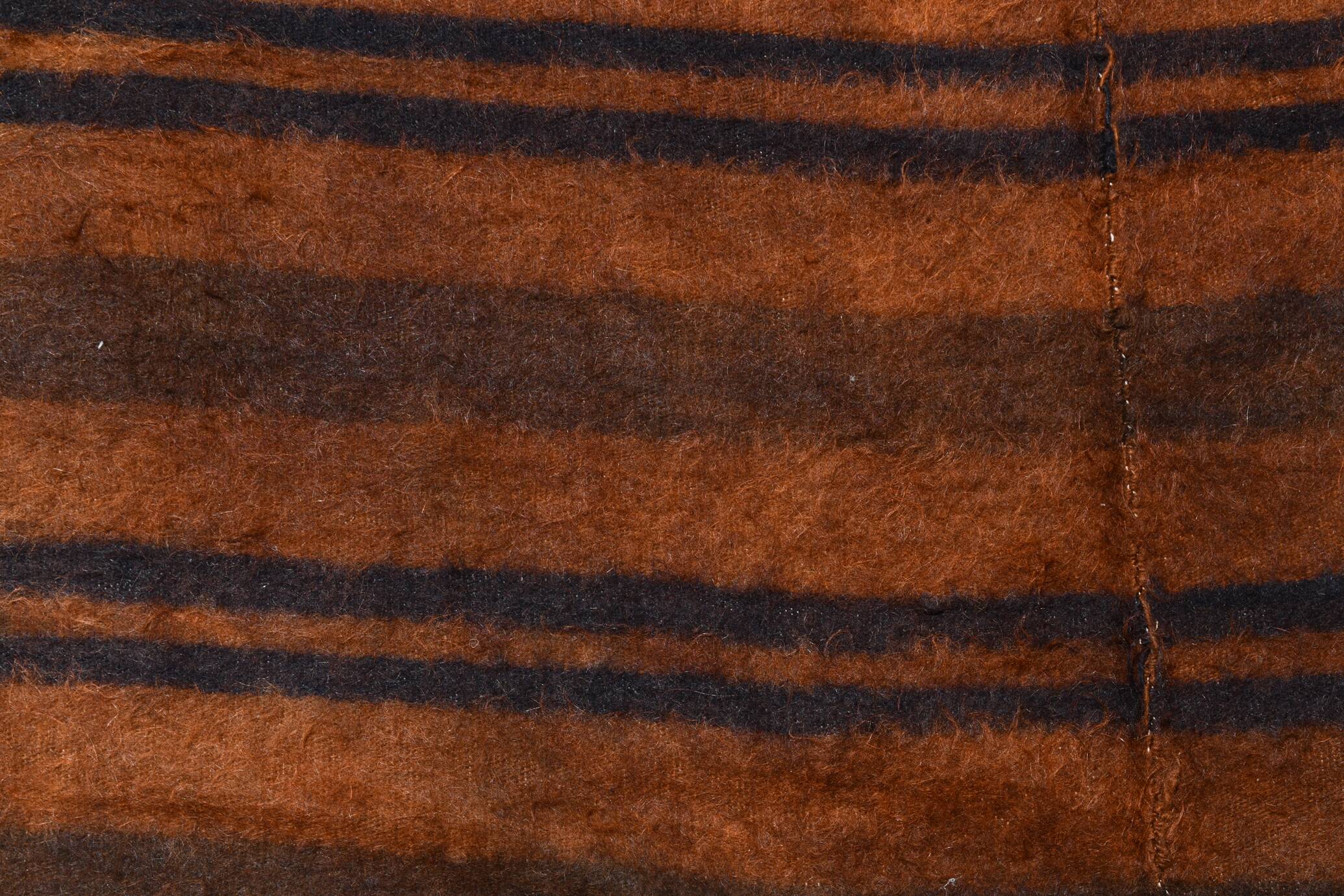 Vintage Moroccan Wool Rug, Minimalist Striped Berber Rug, 146x220