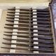 Antique dessert service 12 knives & 12 forks in brass and wood