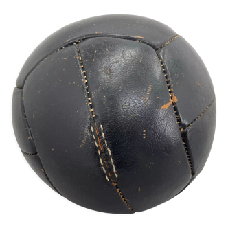 Vintage Black Leather Medicine Ball, 1930's