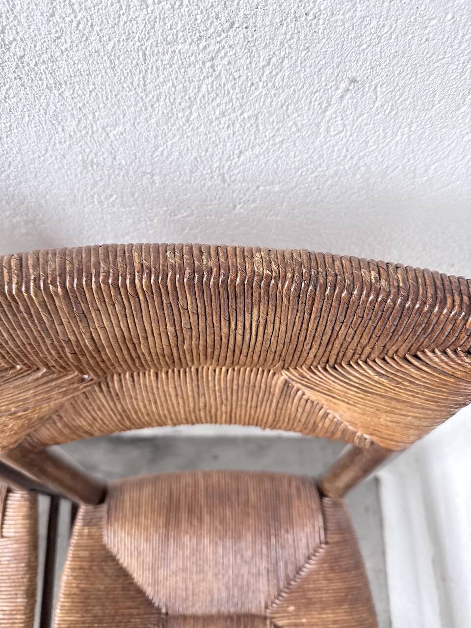 Set of 6 straw and oak Beauche chairs.