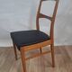 Vintage Danish teak chair – black faux leather seat (1960s)