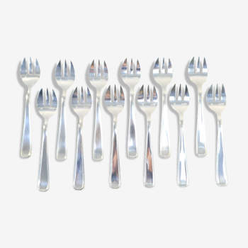 12 fourchettes a huitre Boulenger art deco en metal argenté modele suzy