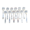 12 oyster forks BOULENGER ART DECO in silver metal Model SUZY