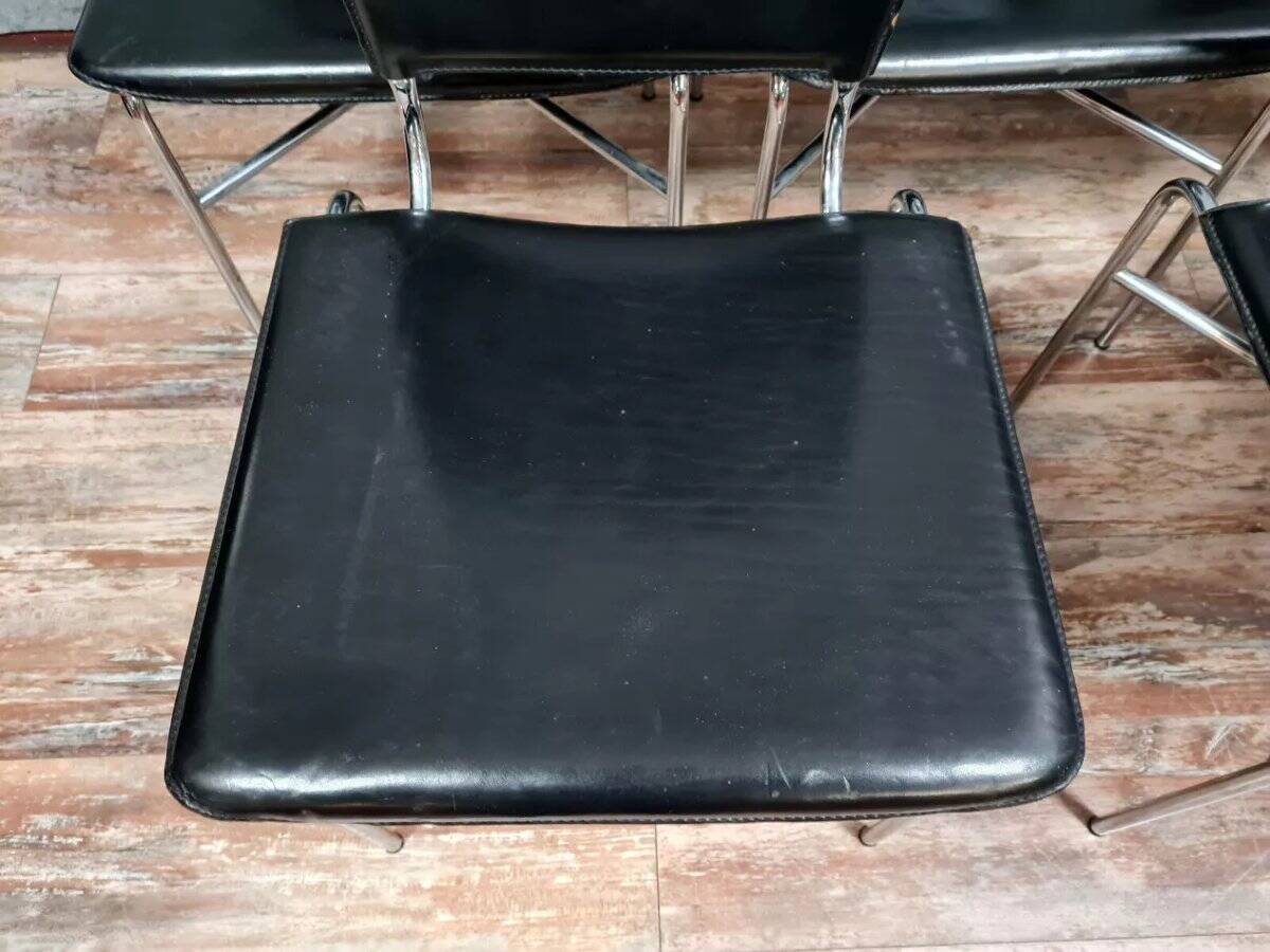 Suite de 5 chaises de salle à manger par Ross Littell pour Matteo Grassi