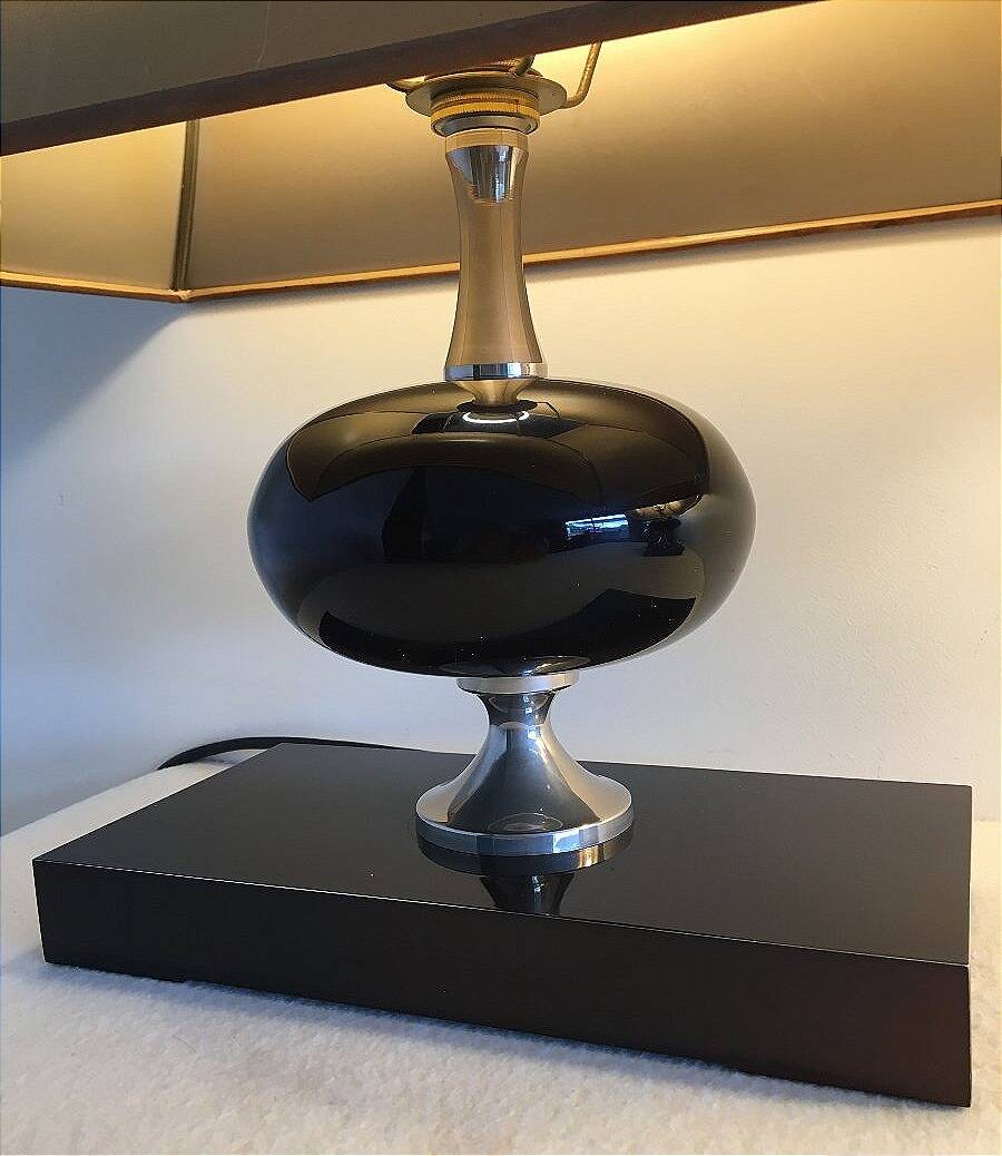 Pair of lamps, resin and chrome steel, by Philippe Barbier, circa 1970.
