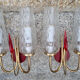 Pair of double fire wall lamps, vintage, 50/60s