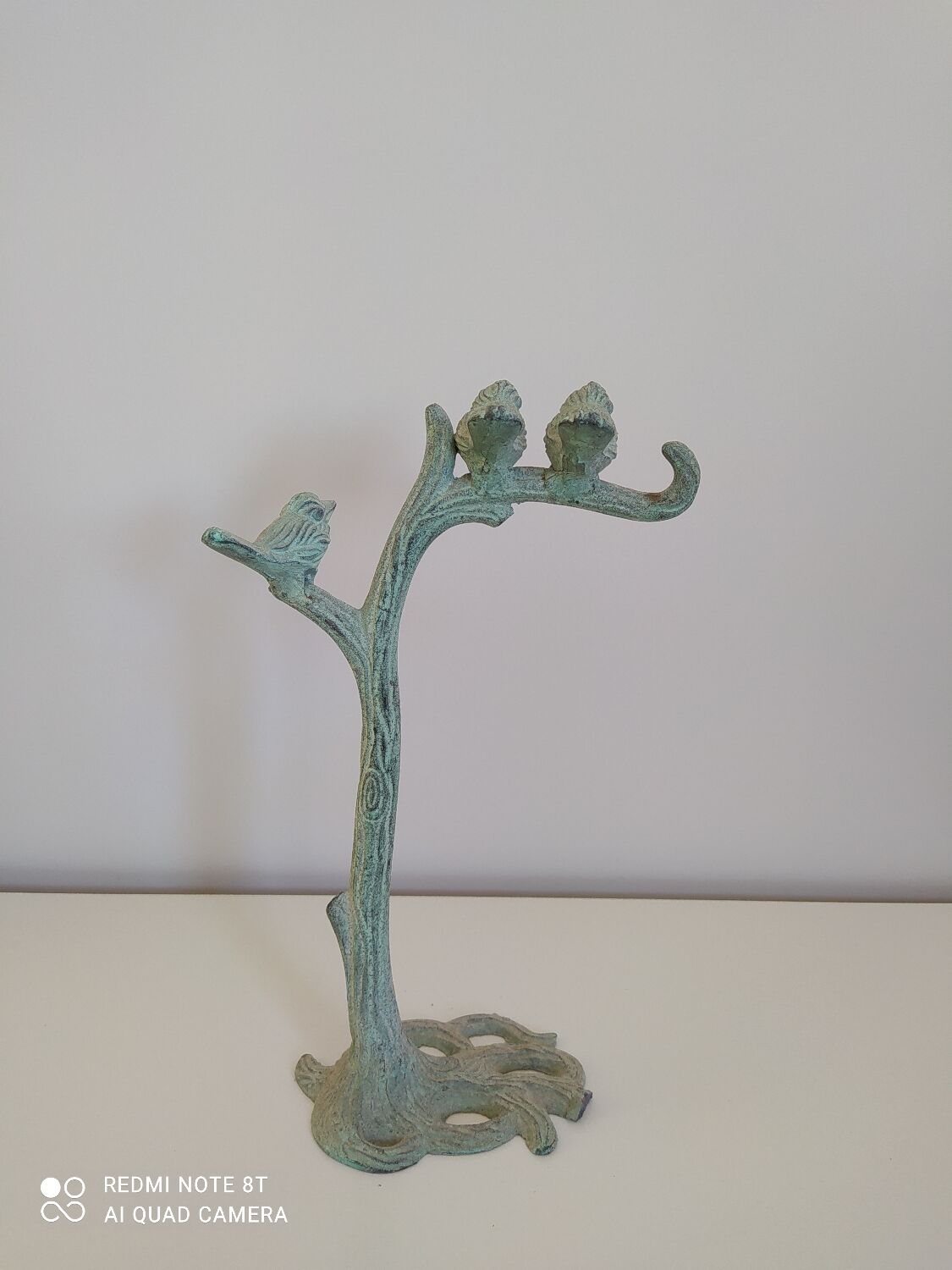 Verdigris metal jewelry stand