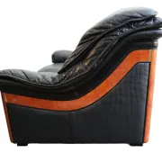 Paolo Gucci for Formitalia – two-seater sofa in black leather and burl wood