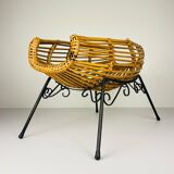 Magazine rack or vintage rattan stand, Italy, 1960s