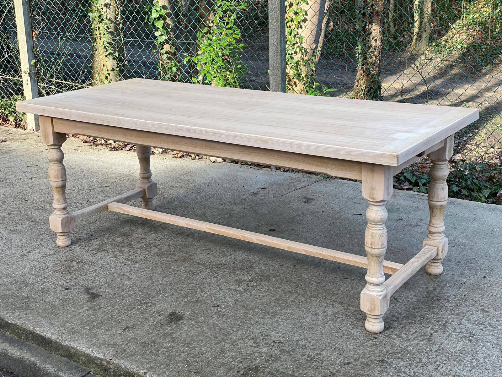 Renovated extendable farmhouse table in raw oak 280cm