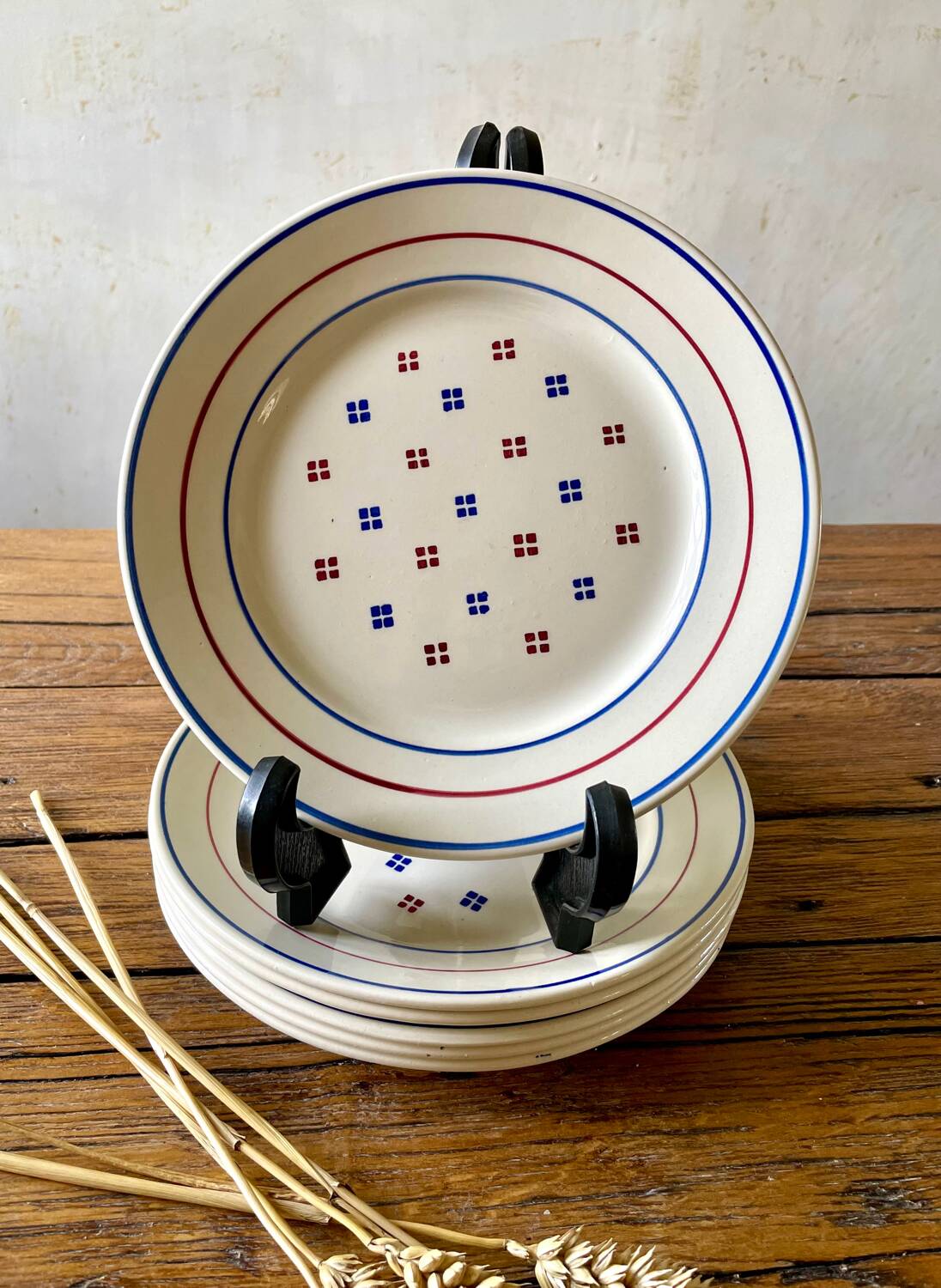 6 vintage Luneville ceramic plates