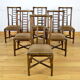 Série de 6 chaises en bambou & tissu 1980