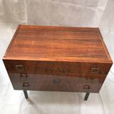 Commode 3 tiroirs laquée placage palissandre