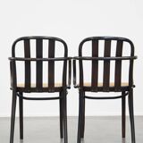 Set of 2 wooden dining chairs with woven seats