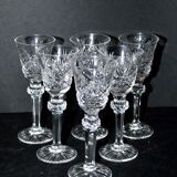 Series of 6 diamond cut crystal liqueur glasses Cristallerie Lorraine Lemberg 11cm