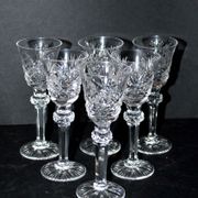 Series of 6 diamond cut crystal liqueur glasses Cristallerie Lorraine Lemberg 11cm