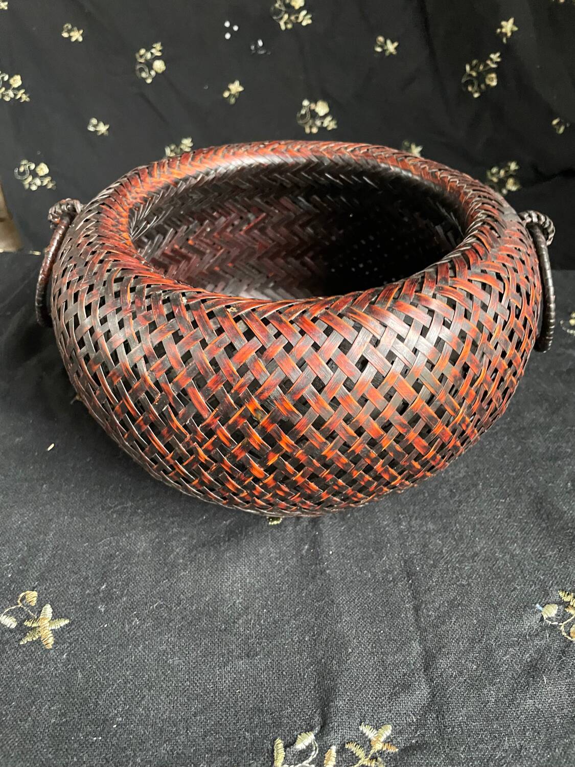 Panier cache-pot Ikebana bambou art japonais XXe siècle