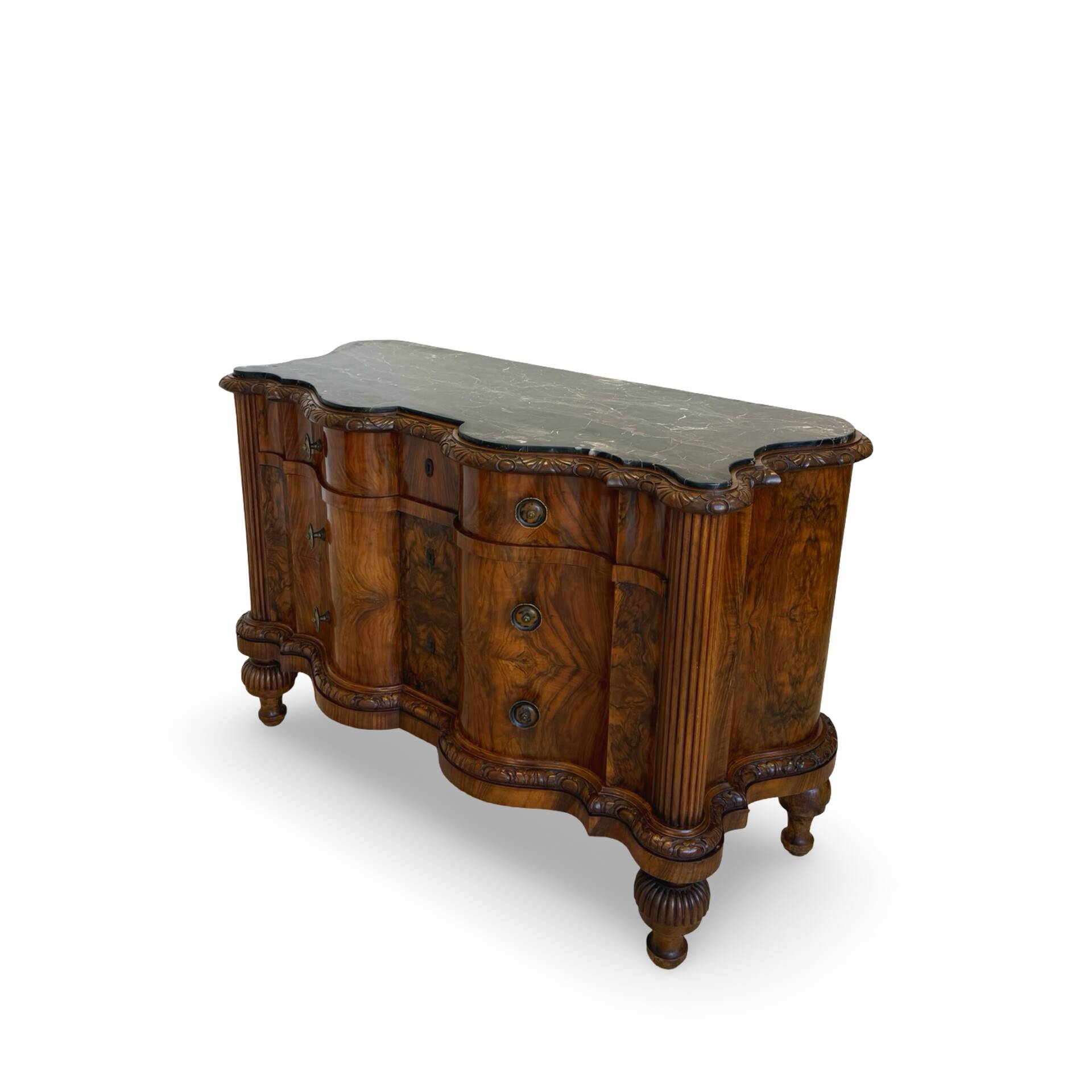 antique walnut serpentine commode